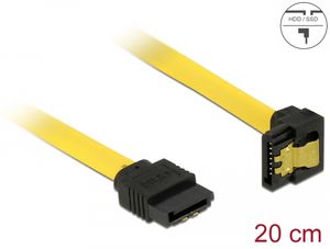 Delock SATA 6 Gb/s-kabel rak till nedåtvinklad 20 cm - Gul