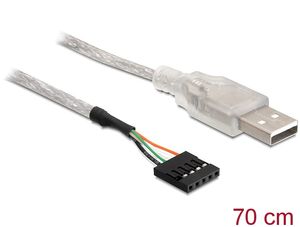 Delock USB-A 2.0 -kaapeli, uros - pinniliitin