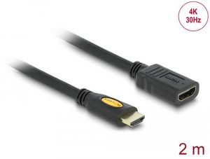 Delock Høyhastighets HDMI-kabel med Ethernet - HDMI A hann til HDMI A hunn 2m