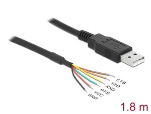 Delock USB 2.0 - sarjaportti-TTL-muunnin, jossa 6 avointa johtoa, 1,8 m (5 V)