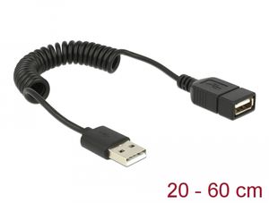 Delock forlængerkabel USB 2.0-A han/hun spiralkabel