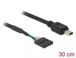 Delock-kabel USB 2.0-stiftskontakt hona 5-stifts till USB 2.0 Mini USB-B-hane 30 cm