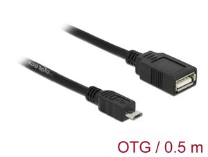 Delock USB micro-B-kabel hane till USB 2.0-A hona OTG 0,5m