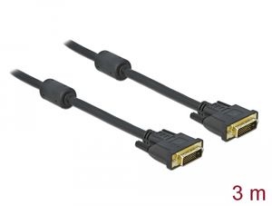 Delock-kabel DVI 24+1 hann til DVI 24+1 hann 3m - Svart
