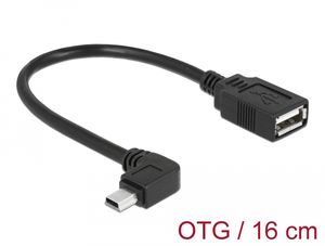 Delock Kabel Mini USB han vinklet til USB 2.0-A hun OTG 16cm