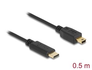 Delock Kabel USB-C han til USB 2.0 Mini USB-B han 0,5m - Sort