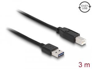 Delock EASY USB-A 2.0-kabel hane till USB-B 2.0 hane 3m - Svart