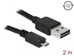 Delock EASY USB-A 2.0-kabel hane till USB 2.0 Micro USB-B hane 2m - Svart