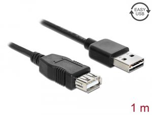 Delock Forlængerkabel EASY-USB-A 2.0 han til USB-A 2.0 fe han - Sort 1m