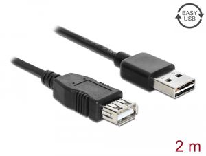 Delock Forlængerkabel EASY-USB-A 2.0 han til USB-A 2.0 fe han - Sort 2m