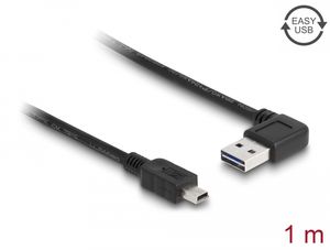 Delock EASY-USB-kabel USB-A vinklet hann til USB Mini-B, 1 m – svart