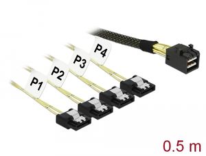 Delock Mini SAS HD SFF-8643 til 4 x SATA 7-bens kabel, 0,5 m