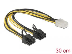 Delock PCI Express-strömkabel 6-polig hona till 2 x 8-polig hane 30 cm