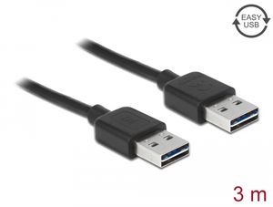 Delock EASY-USB 2.0 USB-A-kabel, 3 m - Sort