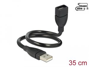 Delock USB-A 2.0 -kaapeli, uros - USB-A 2.0 -naaras, muotokaapeli, 0,35 m