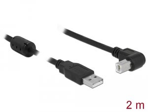 Delock USB-A 2.0-kabel hane till USB-B 2.0 hane vinklad 2m - Svart