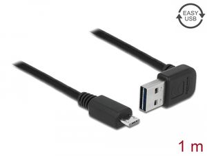 Delock EASY-USB USB-A till USB Micro-B kabel, 1m – Svart