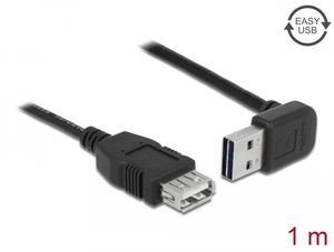 Delock EASY USB-A forlængerkabel han vinklet op/ned til hun, 1m - Sort