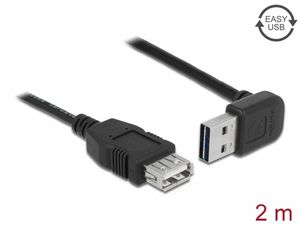 Delock EASY USB-A forlængerkabel han vinklet op/ned til hun, 2m - Sort