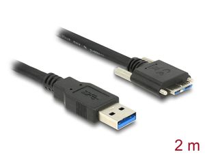 Delock USB-A-hane till USB Micro USB-B-hane 5 Gbps-kabel med skruvar, 2 m
