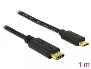 Delock Kabel USB-C han til USB 2.0 Micro USB-B han 1m - Sort