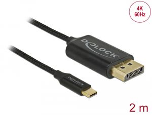 Delock USB-kabel USB-C till DisplayPort (DP Alt-läge) 4K 60 Hz 2m koaxial