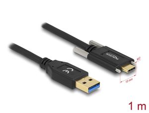 Delock USB-A til USB-C-kabel 10 Gbps med skruer på sidene, 1 m