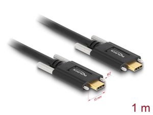 Delock USB-C til USB-C-kabel 10 Gbps med skruer på sidene, 1 m - svart