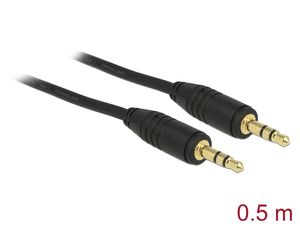 Delock Stereo Jack -kaapeli 3,5 mm, 3-pinninen uros-uros, 0,5 m - musta