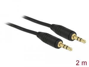 Delock Stereo Jack -kaapeli 3,5 mm 3-pin uros-uros, 2 m - musta