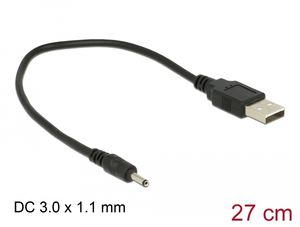 Delock USB-A-kabel Strömkontakt till DC 3.0 x 1.1mm hane 27cm