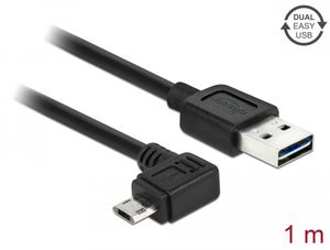 Delock EASY USB-A han til Micro USB-B han vinklet venstre/højre 1m - Sort