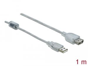 Delock Forlængerkabel USB-A 2.0 han til USB-A 2.0 hun 1m - Transparent