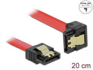 Delock SATA 6 Gb/s -kaapeli, suoraan alaspäin kulmassa olevaan 20 cm:n kaapeliin - punainen