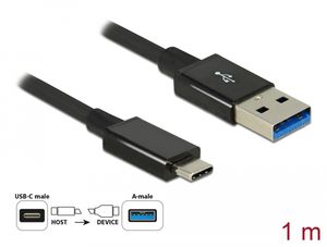 Delock USB-A til USB-C-kabel 10 Gbps koaksialkabel, 1 m - svart
