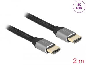 Delock Ultra High Speed HDMI-kabel 48 Gbps 8K 60 Hz - grå 2m sertifisert