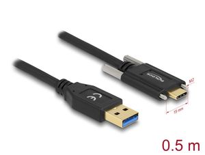 Delock USB 10 Gbps-kabel USB-A till USB-C med skruv – Svart 0,5 m