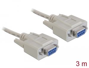 Delock RS-232-kaapeli, sarjamuotoinen D-Sub 9 naaras - naaras, 3 m, nollamodeemi