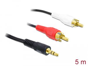 Delock Ljudkabel 3,5 mm stereojack hane till 2 x RCA hane 5m