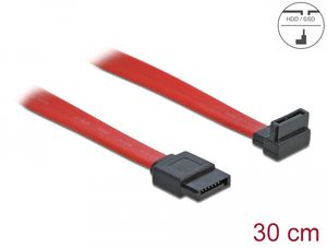 Delock SATA 3 Gb/s kabel lige til opad vinklet 30cm - Rød