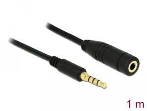 Delock Stereo Jack -jatkokaapeli 3,5 mm 4-pin uros-naaras, 1 m - musta