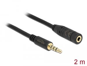 Delock Stereo Jack -jatkokaapeli 3,5 mm 4-pin uros-naaras 2 m - musta