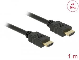Delock Høyhastighets HDMI-kabel med Ethernet HDMI A-hann til HDMI A-hann 3D 4K 1 m