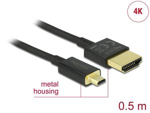 Delock HDMI-kabel med hög hastighet och Ethernet HDMI till Micro HDMI 0,5m