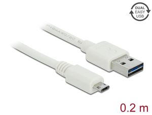Delock EASY USB-A 2.0-kabel hane till EASY-USB 2.0 Micro USB-B hane 0,2m - Vit
