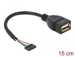 Delock USB 2.0-kabel stifthuvud hona 2,00 mm 5-stifts till USB-A 2.0 hona 15 cm