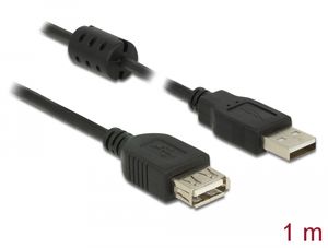 Delock Forlængerkabel USB-A 2.0 han til USB-A 2.0 hun 1m - Sort