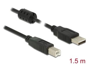 Delock USB-A 2.0-kabel hane till USB-B 2.0 hane 1,5m - Svart
