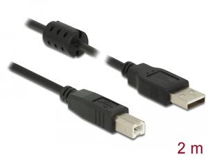 Delock USB-A 2.0-kabel hane till USB-B 2.0 hane 2m - Svart