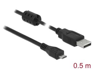 Delock USB 2.0 kabel USB-A till Micro-B – Svart 0,5 m